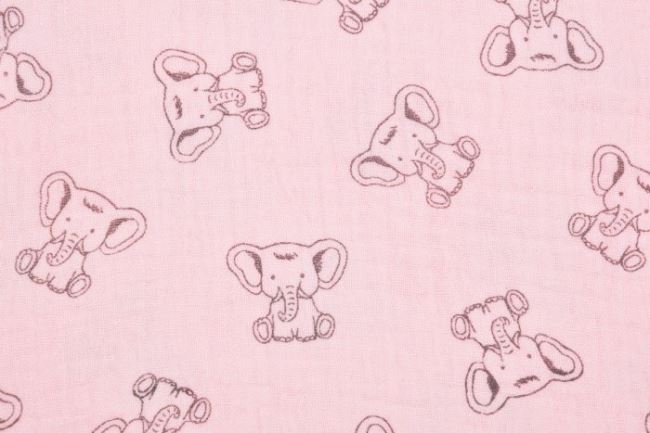 Mušelín v růžové barvě s potiskem slonů 134.759.3017