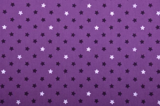 Bavlněná látka v tmavě fialové barvě s potisekm hvězdiček 12113/044