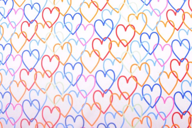 Bavlněný úplet ve smetanové barvě s digitálním potiskem srdíček 211242.0001