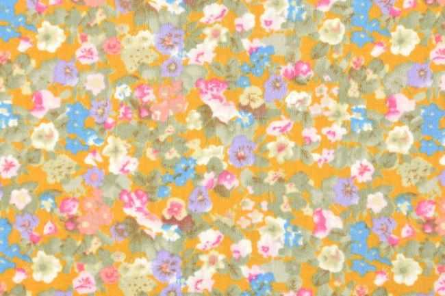 Mušelín v okrové barvě s květy 13594/034