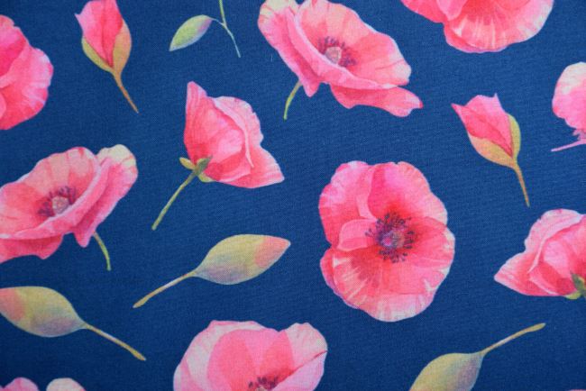 Softshell v modré barvě s digitálním potiskem růžových květin 17582/008