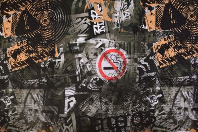 Teplákovina French Terry v khaki barvě s digitálním potiskem AP-D-22850