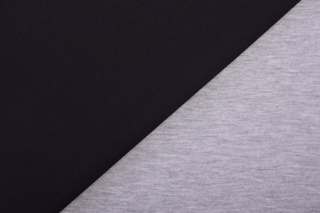 Oboustranná kostymová látka v kombinaci černé barvy a světle šedého melíru 12535/999