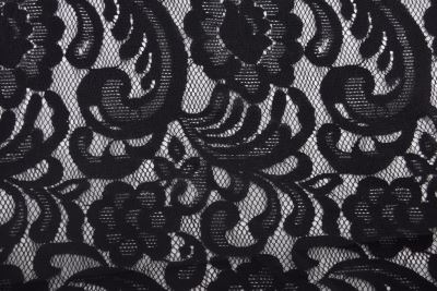 Krajka v černé barvě s ozdobným motivem květin PAR1156