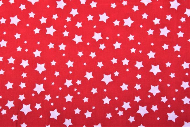 Bavlněná látka červené barvy s potiskem hvězd 9303/015