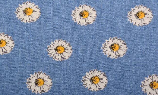 Džínovina v modré barvě s květy 6049/002