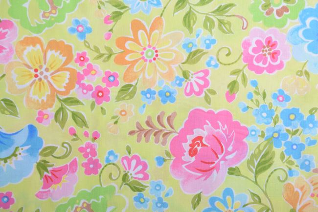 Americká bavlna na patchwork s potiskem malovaných květin 199PYOPM/142