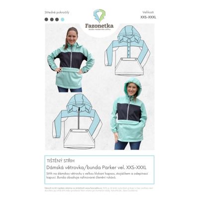 Tištěný střih Fazonetka na dámskou bundu/větrovku Parker vel. XXS-XXXL FA078