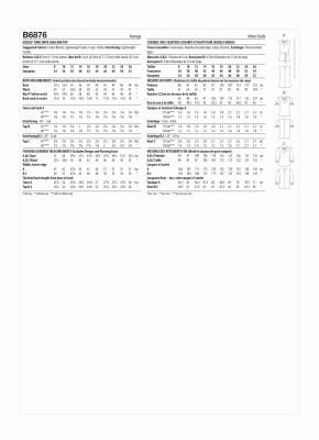 Střih Butterick na dámská trika ve vel. 44-52 B6876-Y5 (1)