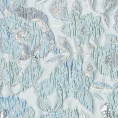 Kostýmová žakárová látka v modré barvě s květy 22770/630