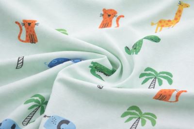 Bavlněný úplet v mentolové barvě s potiskem zvířátek  21837/021 (3)