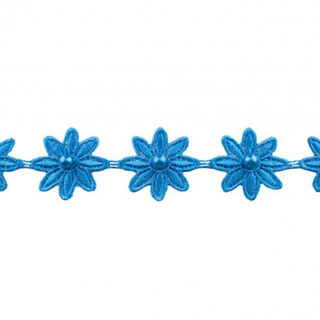 Ozdobné kytičky v modré barvě s perličkou 42682