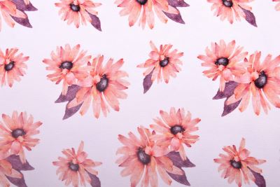 Teplákovina French Terry ve smetanové barvě s potiskem květin 22336/051