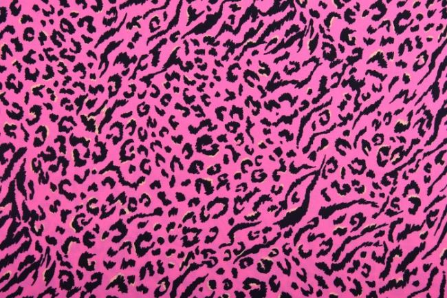 Viskózová látka v růžové barvě se zvířecím vzorem 11744/017