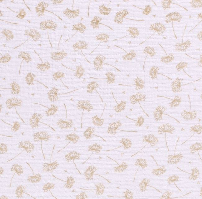 Mušelín v bílé barvě s potiskem pampelišek 19291/050