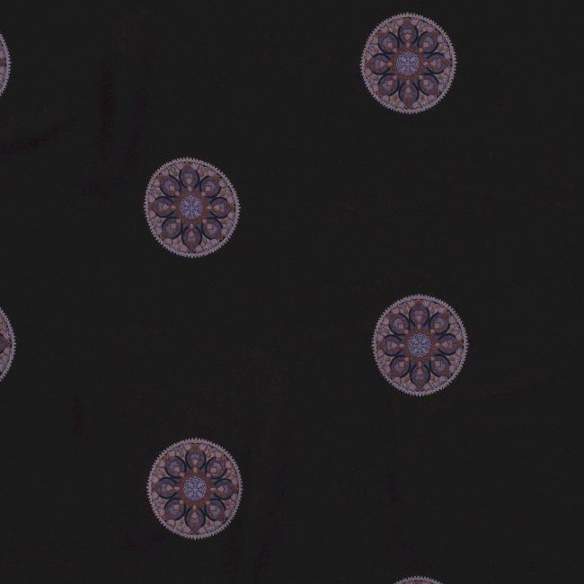 Viskózová látka v černé barvě s potiskem mandal 12147/068