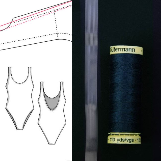 Set na šití jednodílných plavek v černé barvě PLAV01