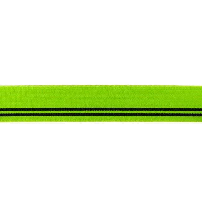 Prádlová guma o šíři 30 mm v zelené barvě s černým pruhem 453R-32189