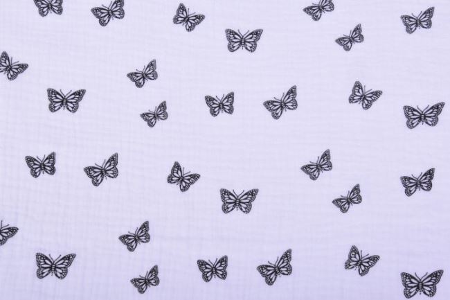 Mušelín v bílé barvě s potiskem motýlků 04612/050