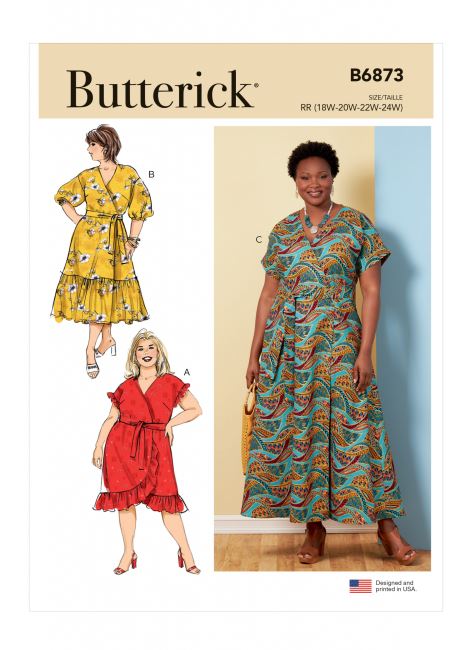 Střih Butterick na dámské šaty ve vel. 44-52 B6873-RR