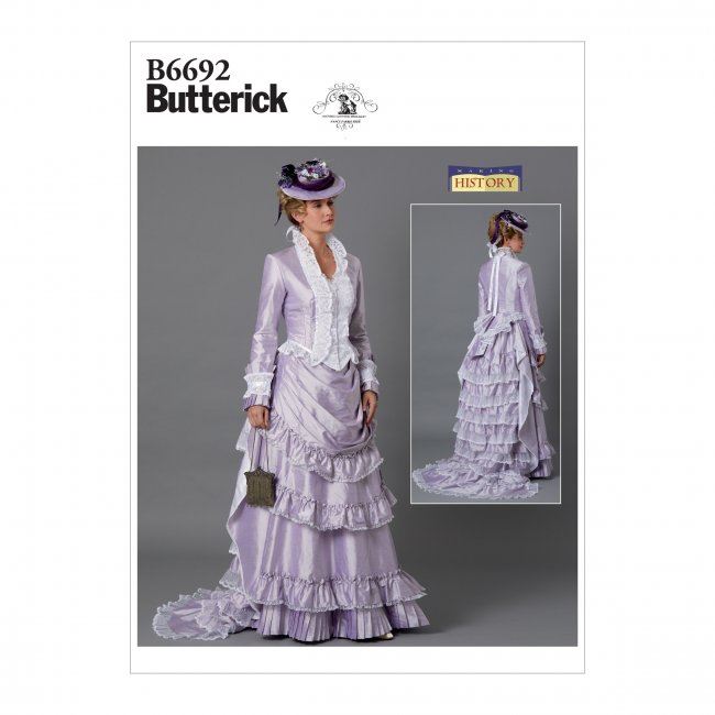 Střih Butterick na dámské historické šaty ve velikosti 36-44 B6692-A5