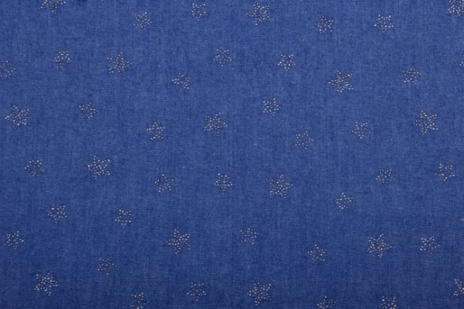 Košilová džínovina v modré barvě s hvězdičkami 11004/003