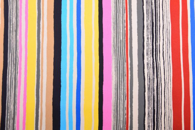 Strečová bavlna se vzorem barevných pruhů TF247