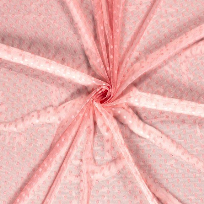 Tyl v růžové barvě s velkým puntíkem 13161/012