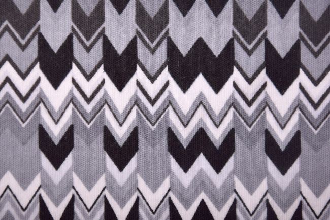 Bavlněný úplet se vzorem ozdobných šedých pruhů PAR88