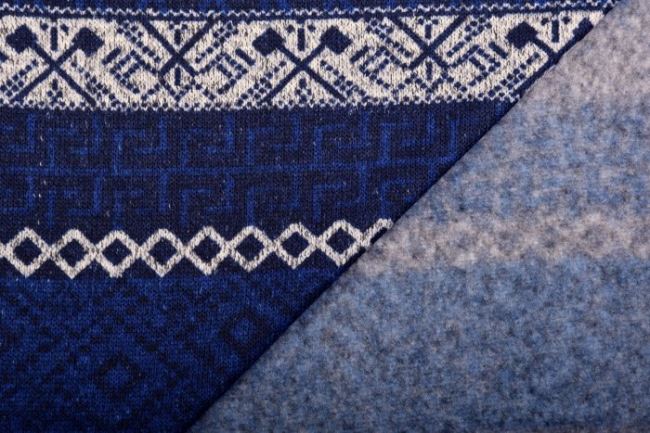 Pletenina s norským vzorem v modrých odstínech 03086/008
