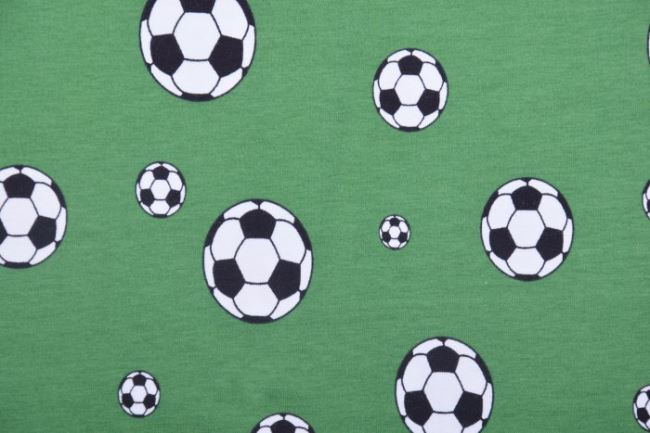 Bavlněný úplet v zelené barvě s fotbalovým míčem 11326/025