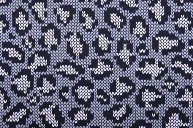 Bavlněný úplet v šedé barvě s potiskem vazby pleteniny 63543