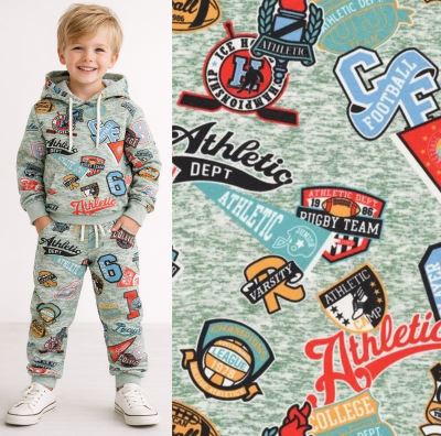 Alpenfleece v mentolové barvě s digitálním potiskem nápisů 22390/200