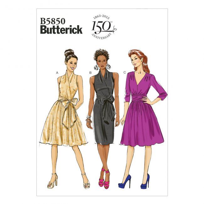 Střih Butterick na dámské elegantní šaty ve velikosti 46-54 B5850-F5
