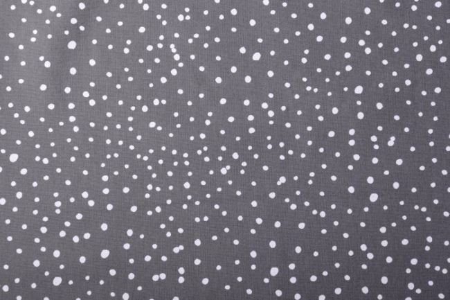 Popelín v šedé barvě s bílými puntíky KC0384-068