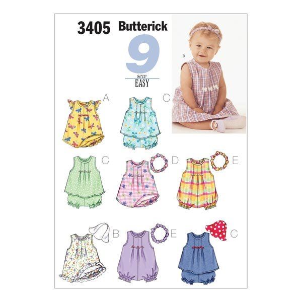 Střih Butterick dívčí kojenecké oblečení NB,S,M 3405/NB