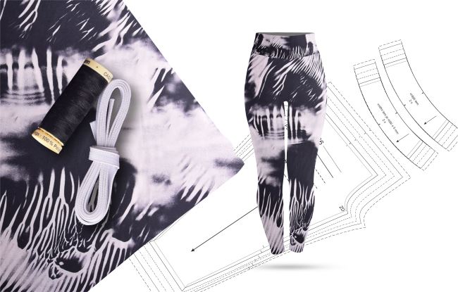 Set na šití sportovních legín s abstraktním potiskem zvířecí kůže SET-PL30