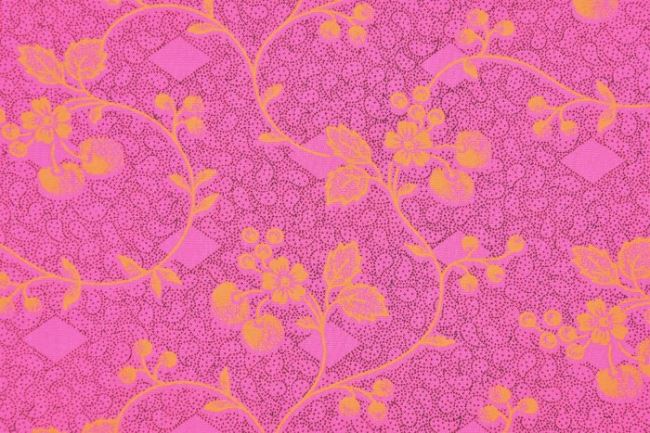 Americká bavlna na patchwork s oranžovými květy 199PYOPM/138