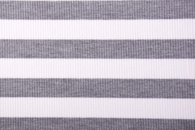 Žebrovaný úplet s pruhy v bílé a šedé barvě 62520