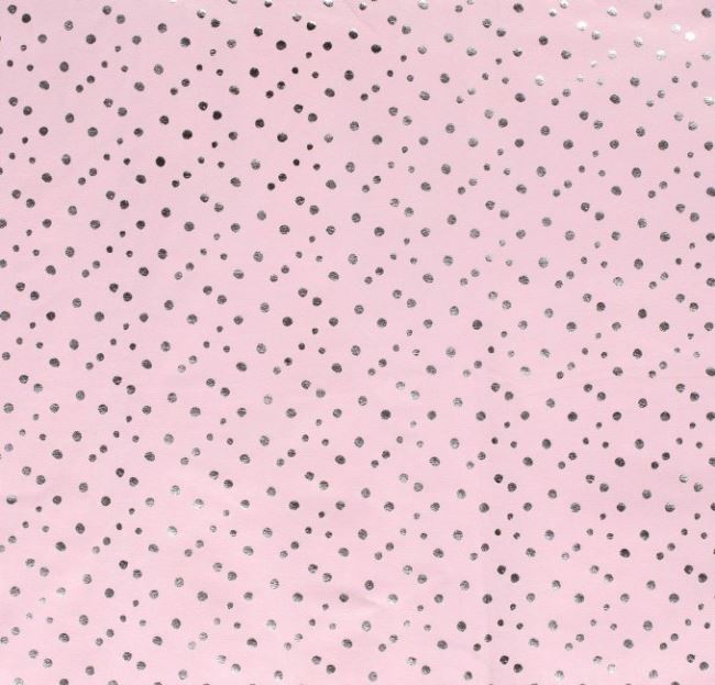 Bavlněný úplet růžové barvy s puntíky 13042/012