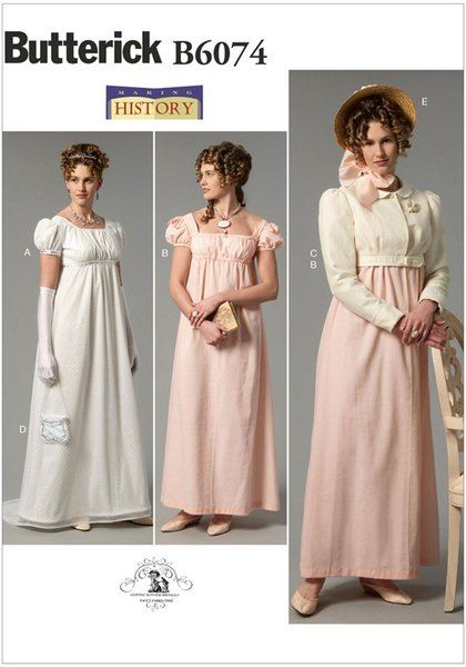 Střih Butterick na dámské historické šaty ve velikosti 34-42 B6074-A5