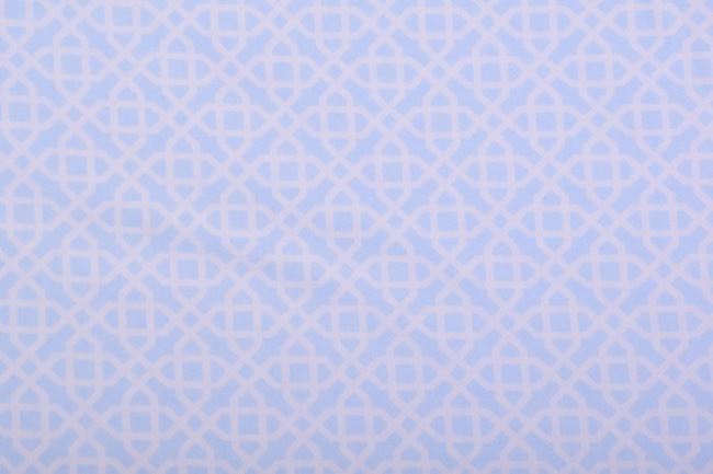 Strečová bavlna ve světle modré barvě s ornamenty 2065/002