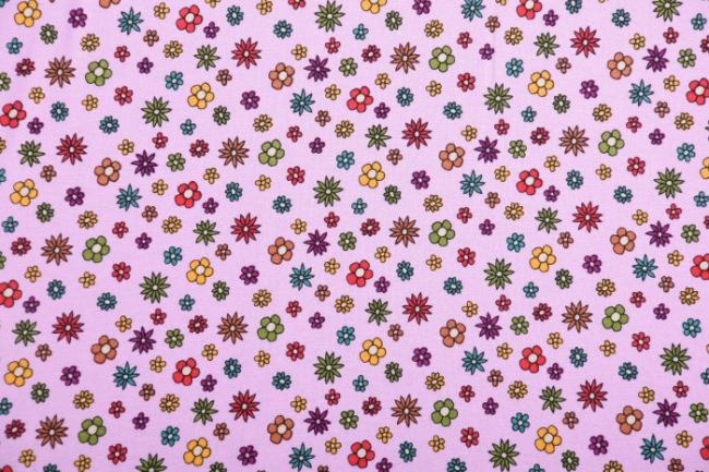 Viskózový úplet v růžové barvě s květinovým potiskem 4112/012