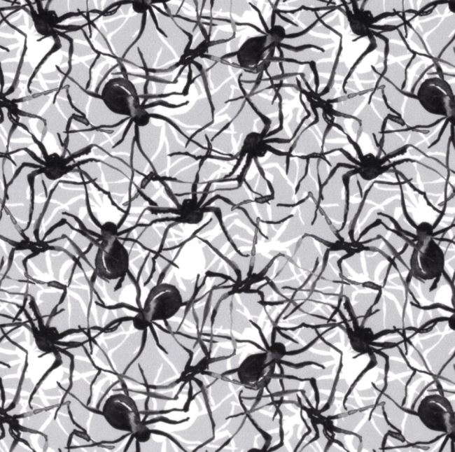 Úplet v šedé barvě s halloweenským potiskem pavouka a pavučin 20852/061