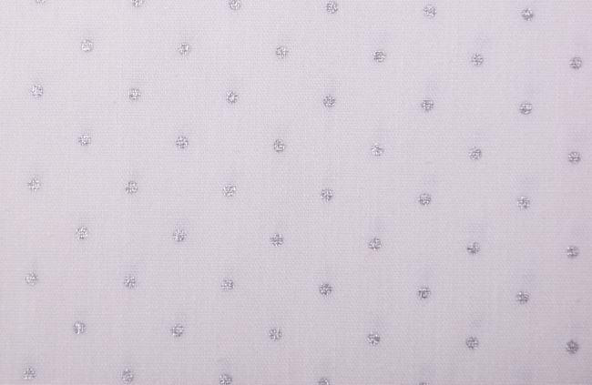 Vánoční látka z bavlny v bílé barvě s potiskem drobných puntíčků 12700/050
