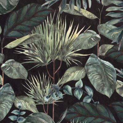 Dekorační látka s digitálním potiskem listů 01577/034