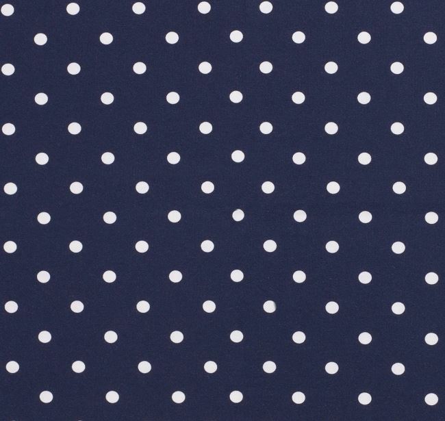 Bavlněný úplet v tmavě modré barvě s potiskem puntíků 11810/008