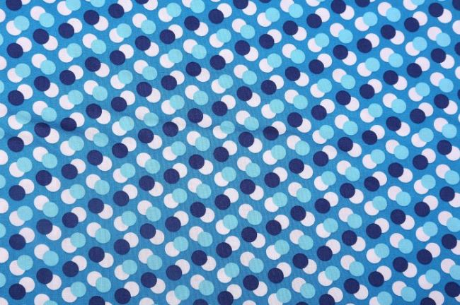 Bavlněná látka s potiskem modrých puntíků 127.299/3018