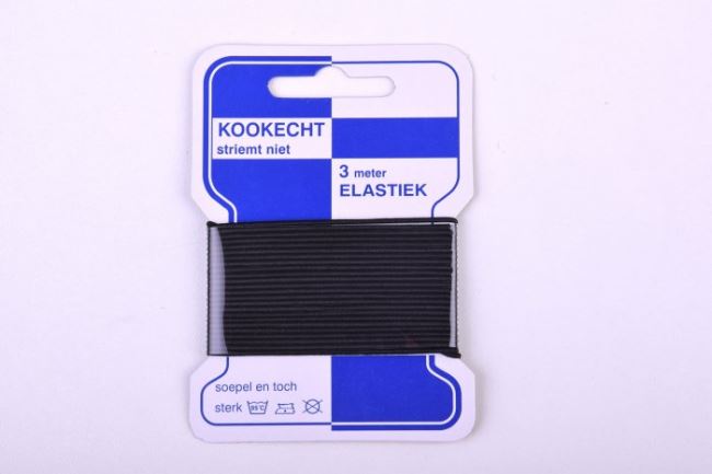 Černá kulatá gumička o šíři 1,5mm v balení po 3m KSNC02
