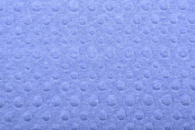 Teplákovina v modrém melíru s vytlačeným vzorem puntíků 129.930/5027